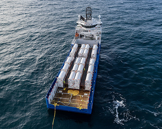 Transport von CO2 per Schiff zu den geologischen Speicherstätten